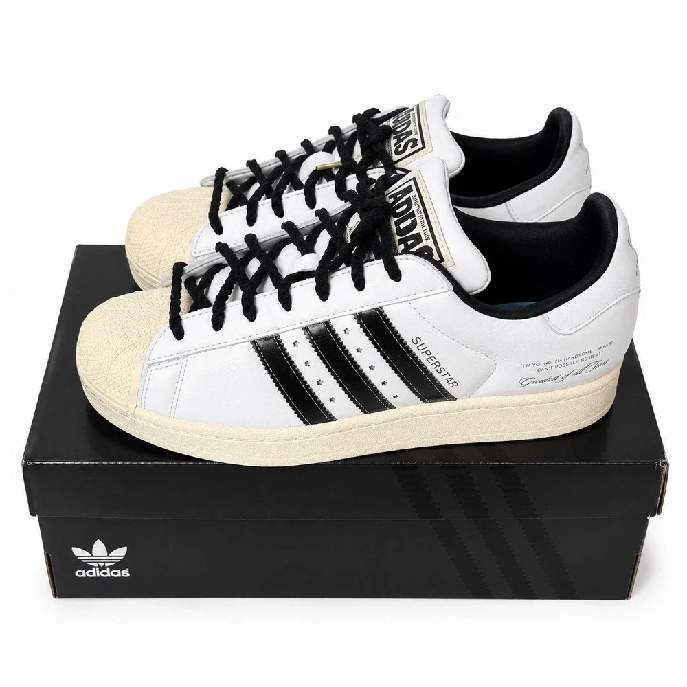 adidas Superstar II Muhammad Ali Cloud White Core Black Gold KJ4278 Men Size 10